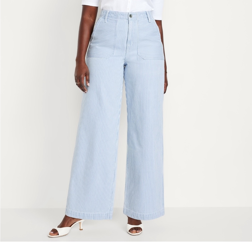 Blue and White striped Pants